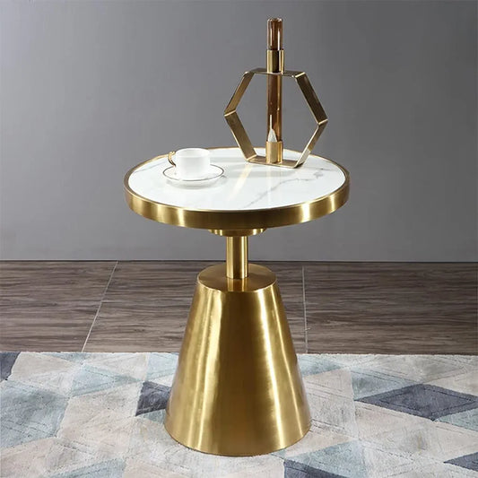 Center Table Small Coffee Table Marble Stainless Steel Corner Table Modern Minimalist Round Edge Table Creative Small Coffee Table Side Table End Table