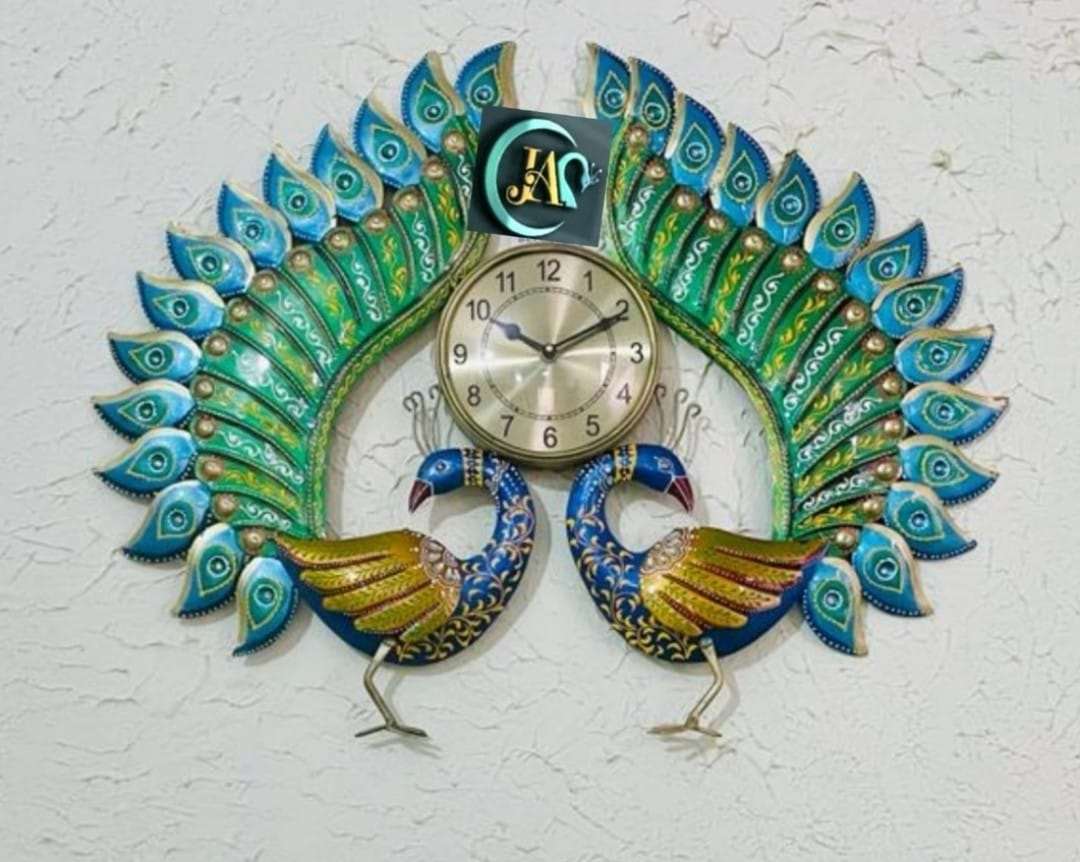 Double peacock clock panel with led idekors