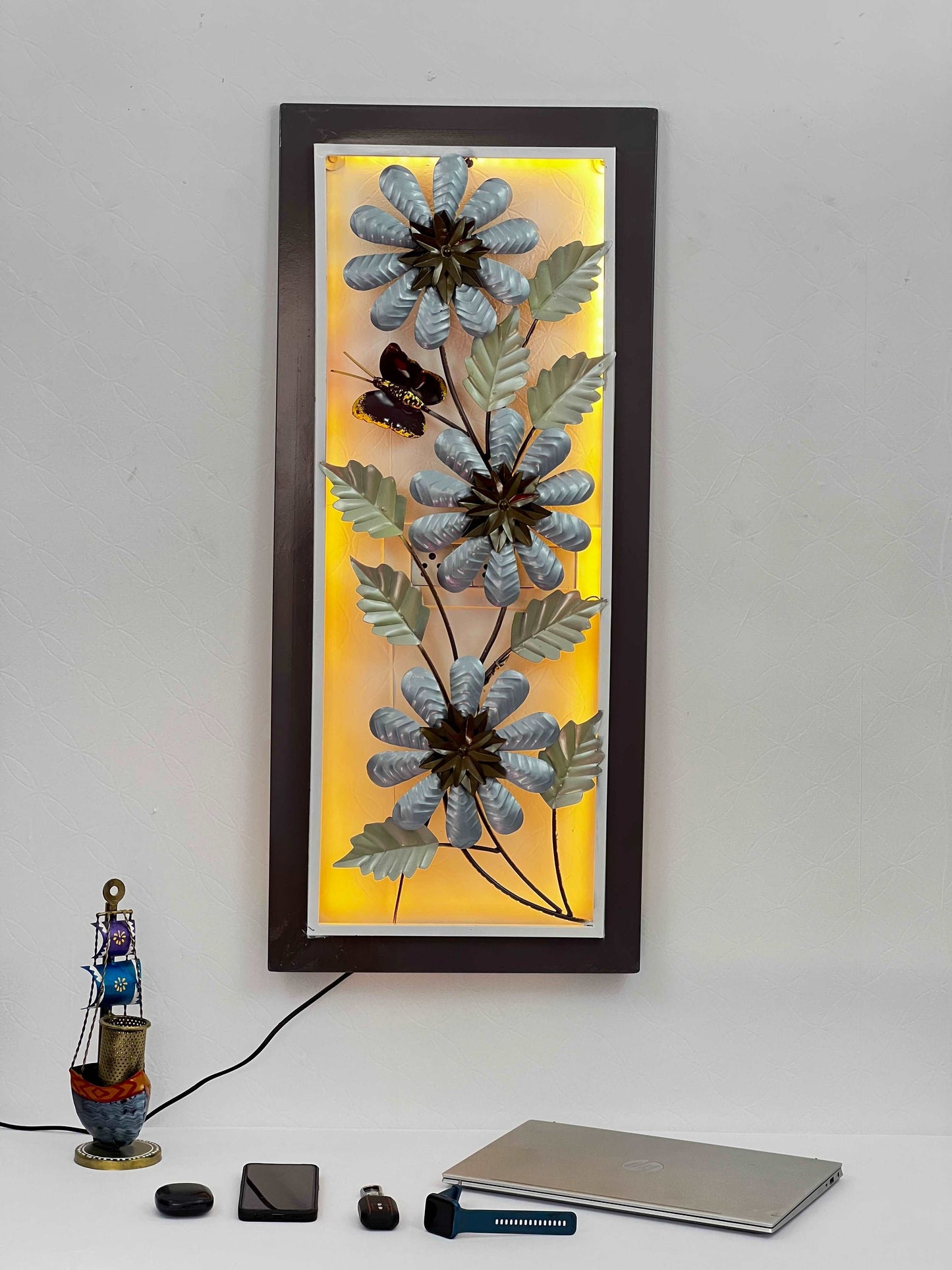 Frame Flower Wall Art with led light idekors
