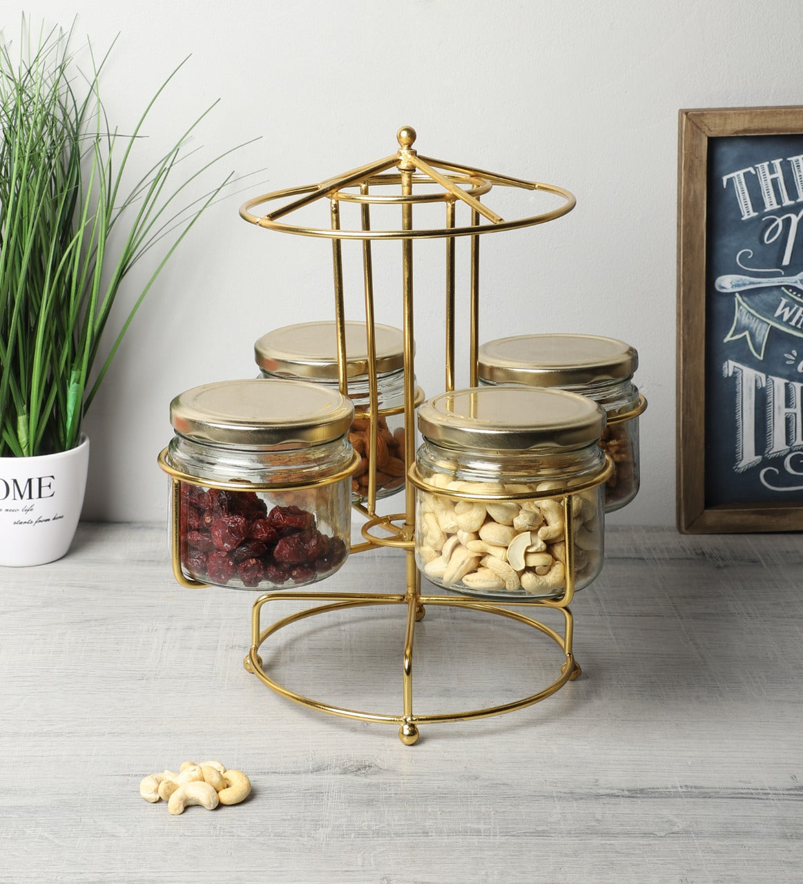 Gold Plating revolving Dry fruit jars idekors