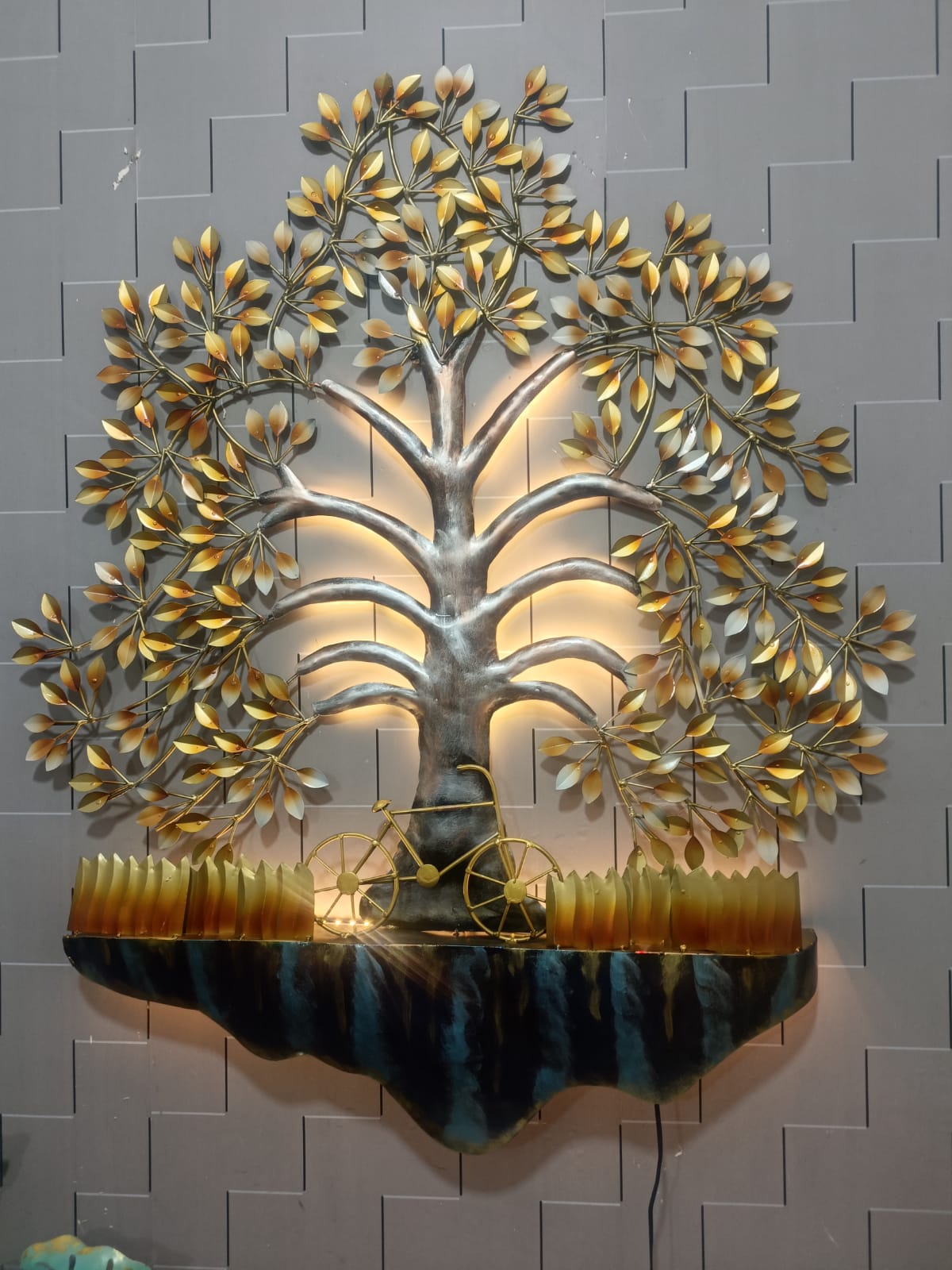 Tree Metal Wall Art with led light