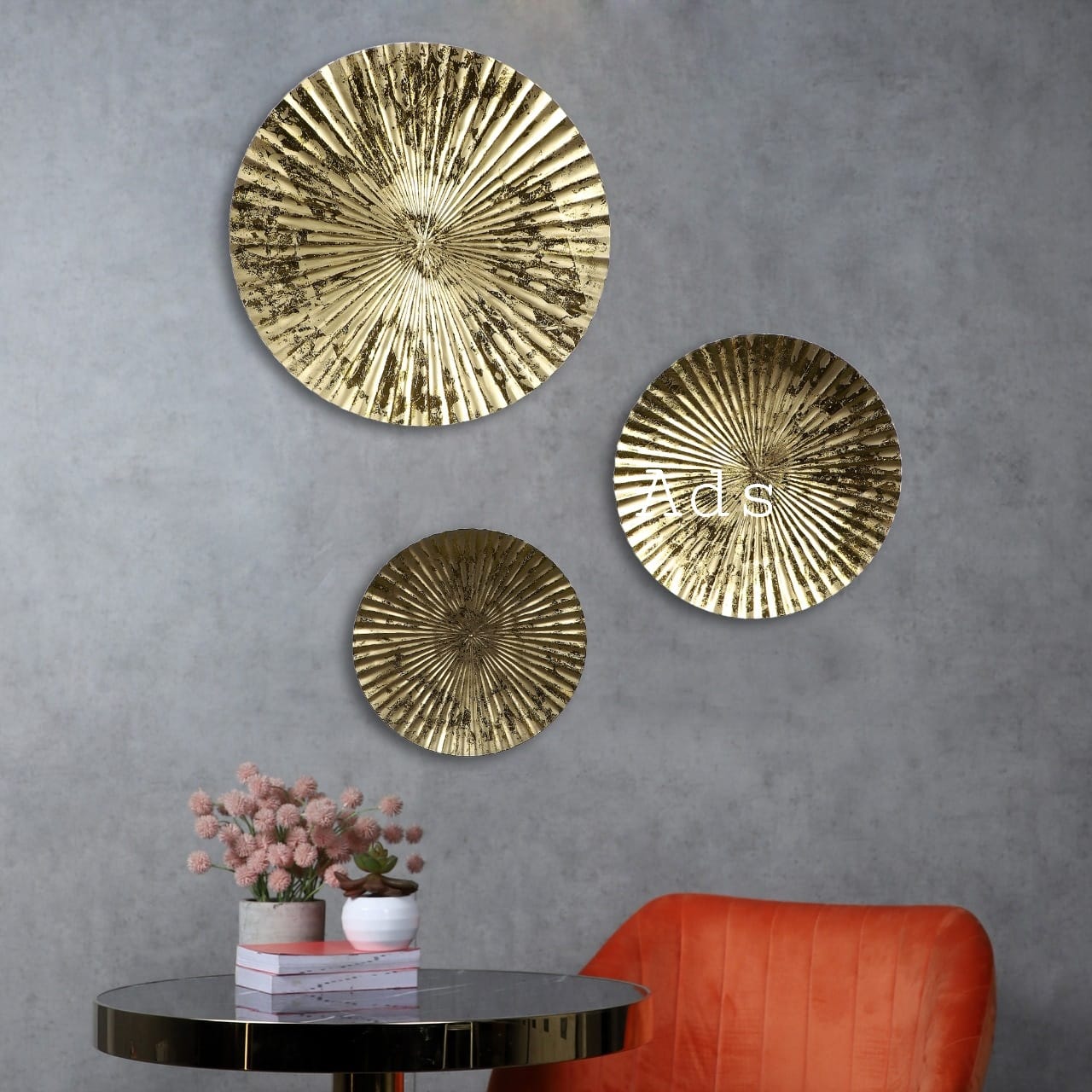 Metal Circles wall decor set of 3 idekors