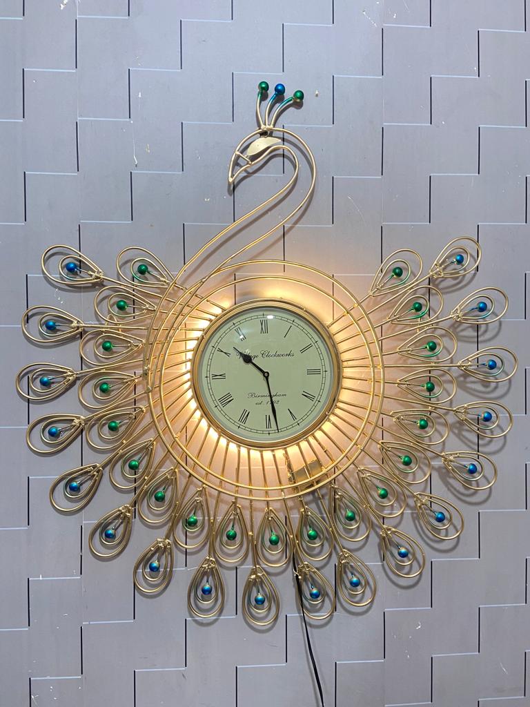 Peacock clock panel wall decor idekors