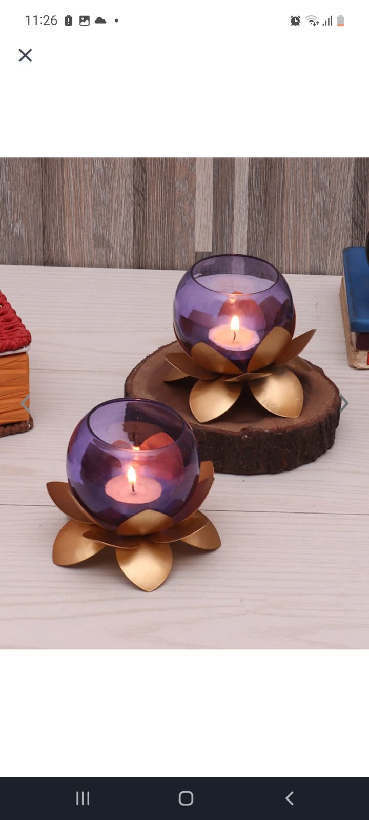 Small Glass votive Lotus Set of 2 idekors