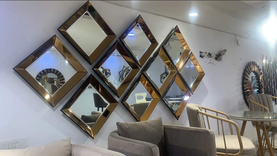 Square designer 3d Mirror set of 6 idekors