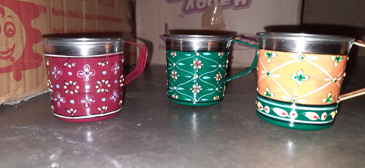 Stainless steel desginer cup set of 3 pieces idekors