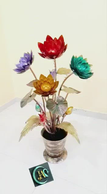 Metal Vase with metal flowers